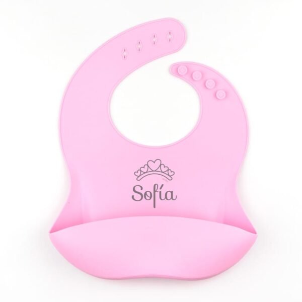 Babero de Silicona Personalizado Tiara, color a elegir