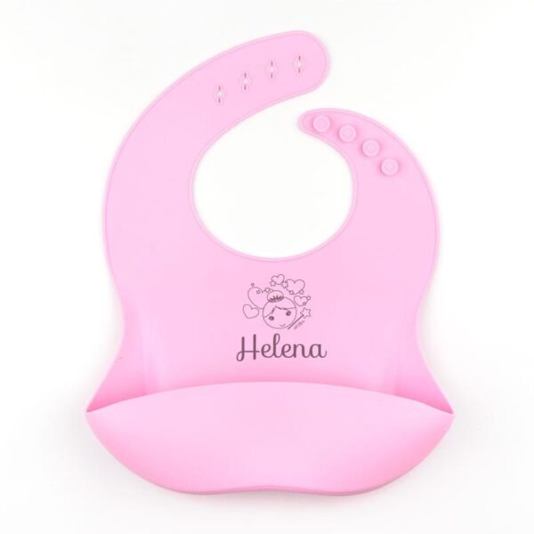 Babero de Silicona Personalizado Hada, color a elegir