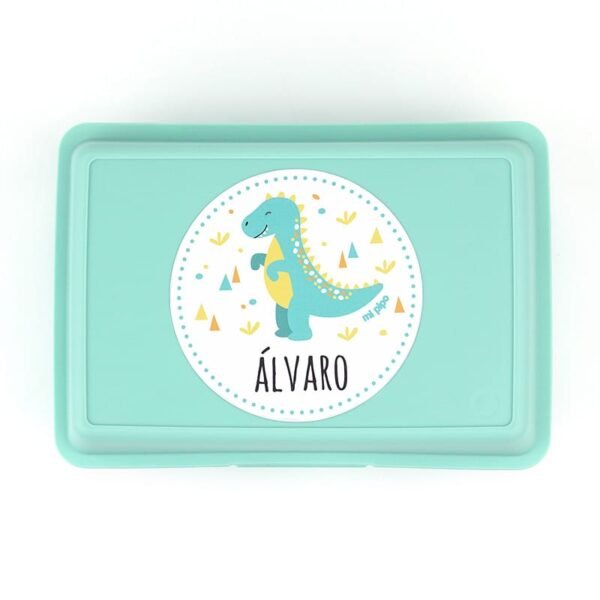 Pack Botella + Cajita Porta Alimentos + Acc. pajita Personalizado Dinosaurio - Imagen 4