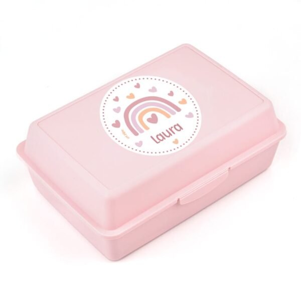 Pack Botella + Cajita Porta Alimentos + Acc. pajita Personalizado Arcoíris Blush - Imagen 4